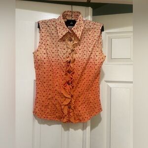 Vintage‎ Versace Jeans Couture Lightweight Sleeveless Ombré Eyelet Blouse Small